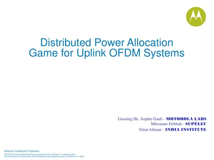 distributed power allocation game for uplink ofdm systems
