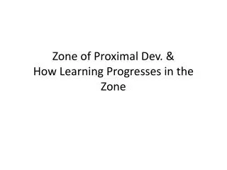 Zone of Proximal Dev. &amp; How Learning Progresses in the Zone
