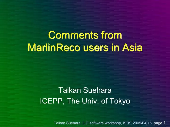 comments from marlinreco users in asia