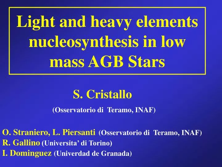 light and heavy elements nucleosynthesis in low mass agb stars