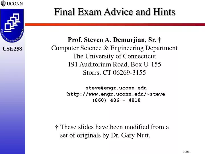 final exam advice and hints