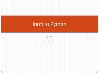 Intro to Python