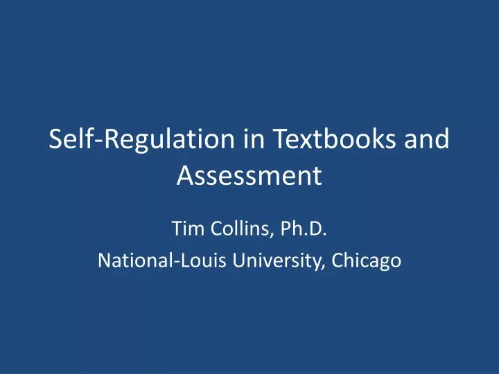 self regulation in textbooks and assessment