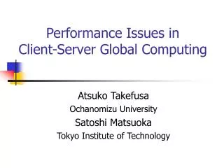 Performance Issues in Client-Server Global Computing