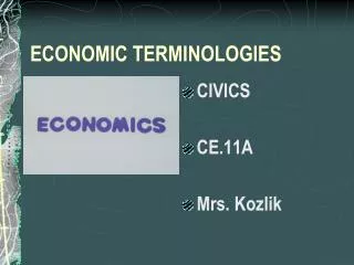 ECONOMIC TERMINOLOGIES