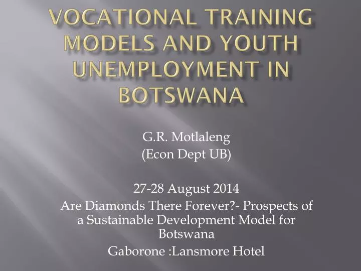 vocational training models and youth unemployment in botswana