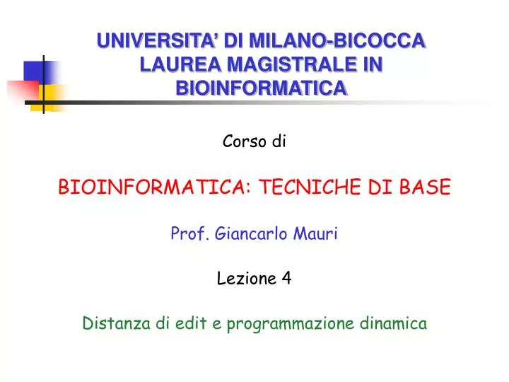 universita di milano bicocca laurea magistrale in bioinformatica