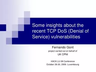 Some insights about the recent TCP DoS (Denial of Service) vulnerabilities
