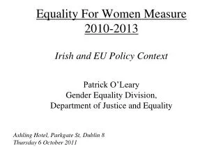 Equality For Women Measure 2010-2013