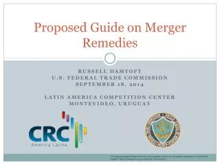 Proposed Guide on Merger Remedies