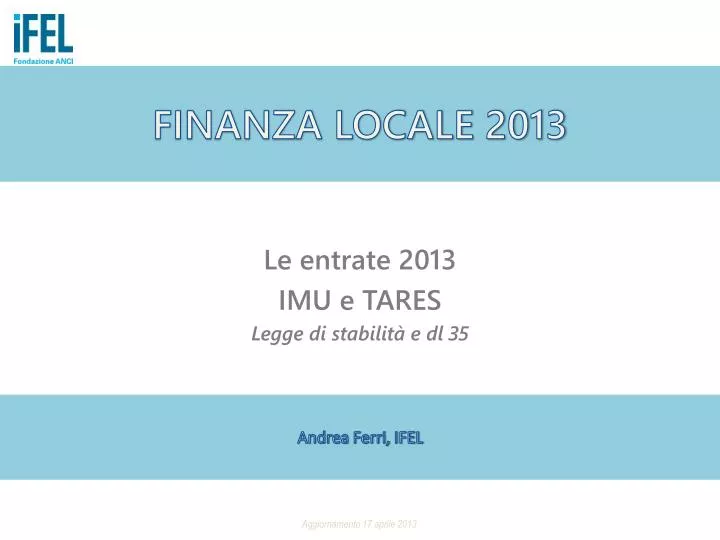 finanza locale 2013