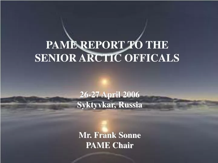 pame report to the senior arctic officals