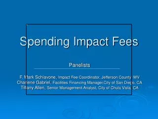 Spending Impact Fees