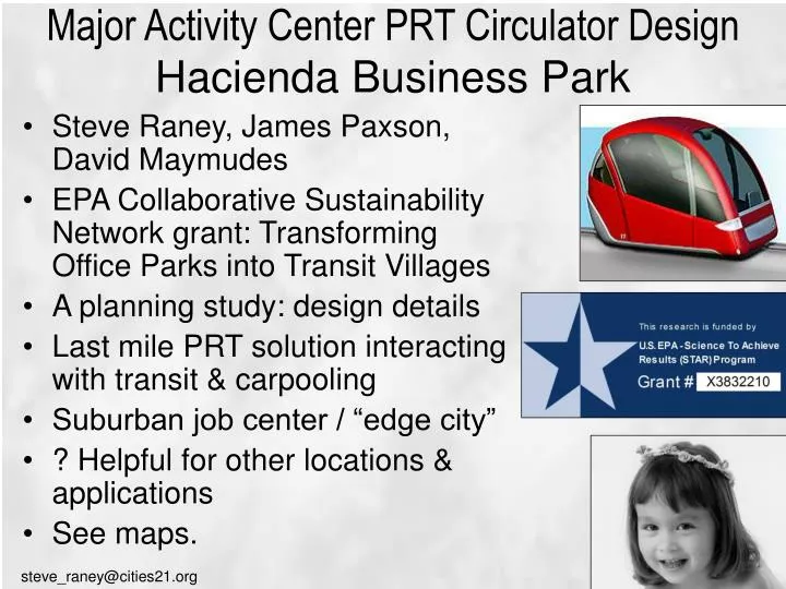 major activity center prt circulator design hacienda business park