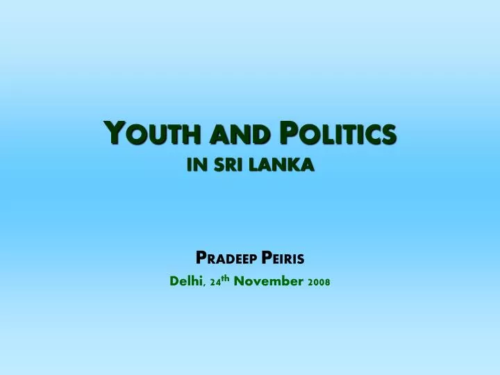 y outh and p olitics in sri lanka