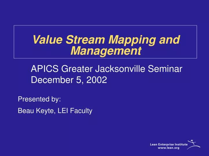 value stream mapping and management