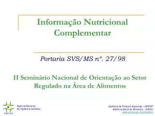 informa o nutricional complementar