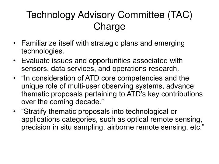 technology advisory committee tac charge