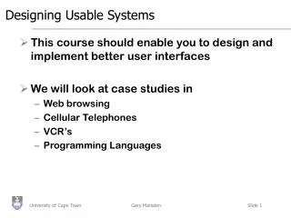 Designing Usable Systems
