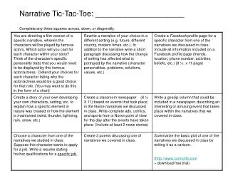 Narrative Tic-Tac-Toe: _____________________