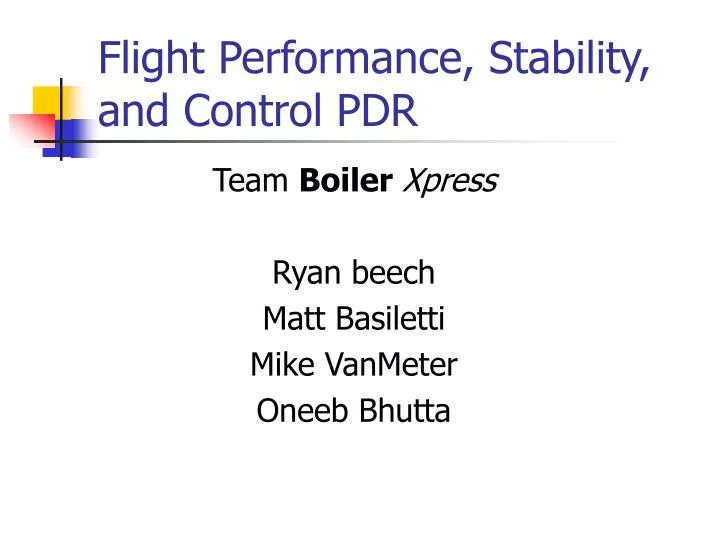 flight performance stability and control pdr