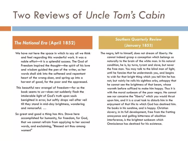 two reviews of uncle tom s cabin