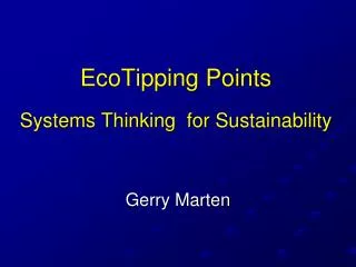 EcoTipping Points Systems Thinking for Sustainability
