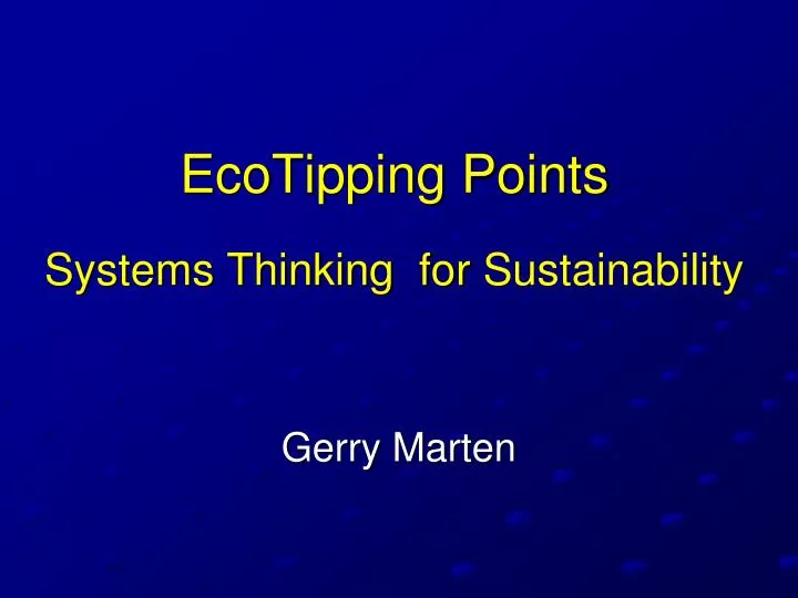 ecotipping points systems thinking for sustainability