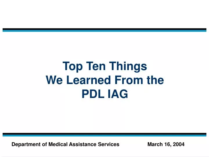 top ten things we learned from the pdl iag