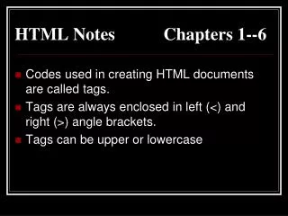 HTML Notes Chapters 1--6