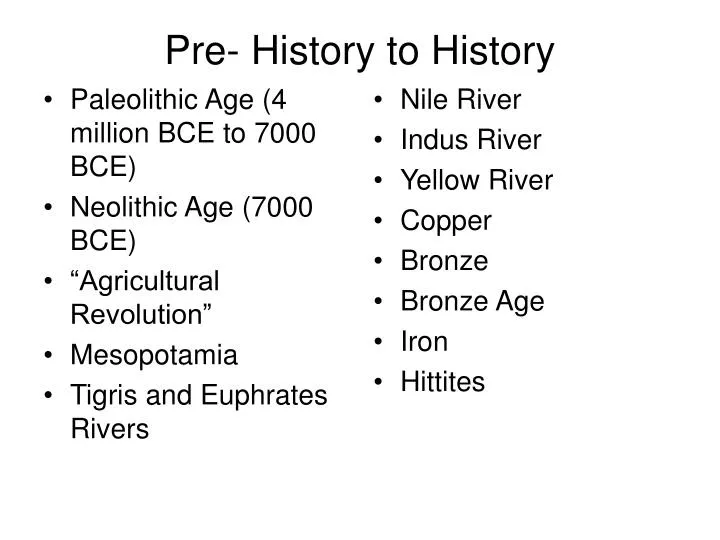 pre history to history