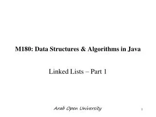 M180: Data Structures &amp; Algorithms in Java