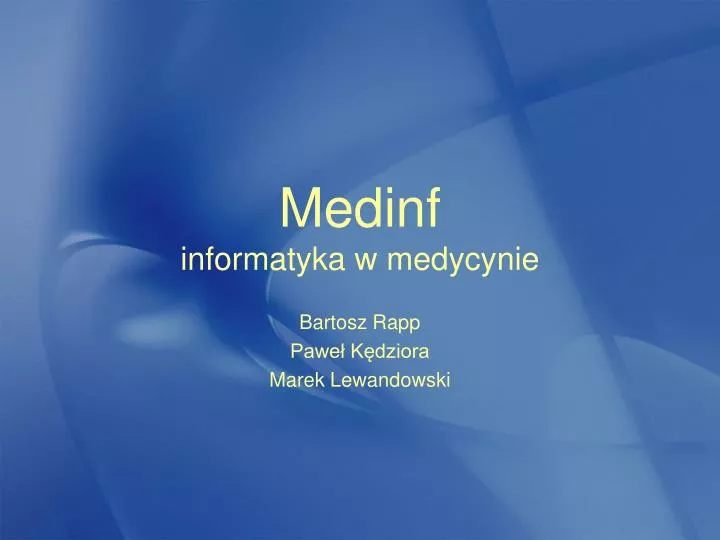 medinf informatyka w medycynie
