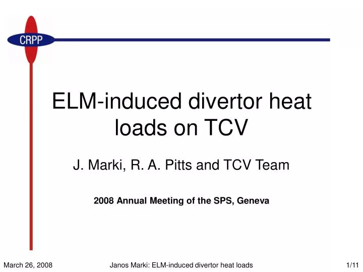elm induced divertor heat loads on tcv