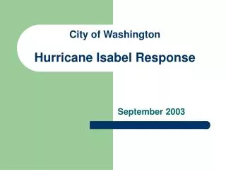 City of Washington Hurricane Isabel Response