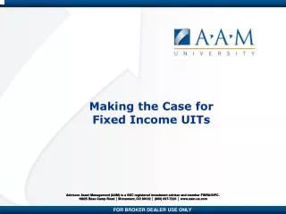 Making the Case for Fixed Income UITs