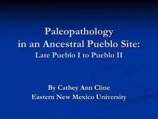 Paleopathology in an Ancestral Pueblo Site: Late Pueblo I to Pueblo II