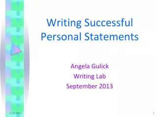 Writing Successful Personal Statements