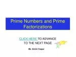 Prime Numbers and Prime Factorizations