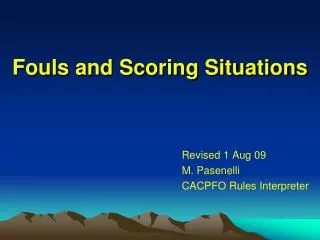 Fouls and Scoring Situations