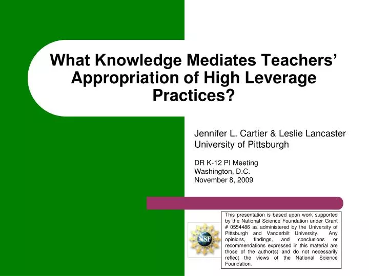 what knowledge mediates teachers appropriation of high leverage practices