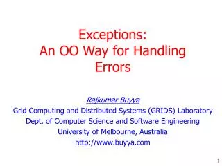 Exceptions: An OO Way for Handling Errors