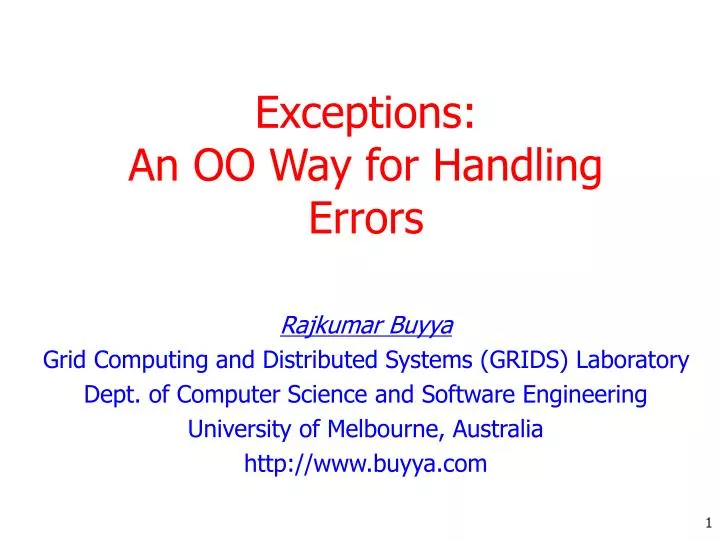 exceptions an oo way for handling errors