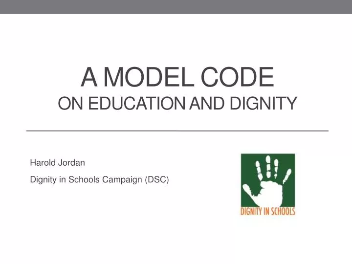 a model code on education and dignity