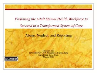 Preparing the Adult Mental Health Workforce to Succeed in a Transformed System of Care