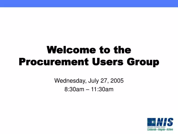 welcome to the procurement users group