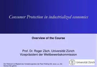 Consumer Protection in industrialized economies