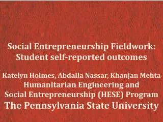 Social Entrepreneurship Fieldwork: Student self-reported outcomes