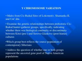 Y CHROMOSOME VARIATION