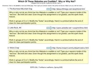 Which Of These Websites are Credible? Why or Why Not?